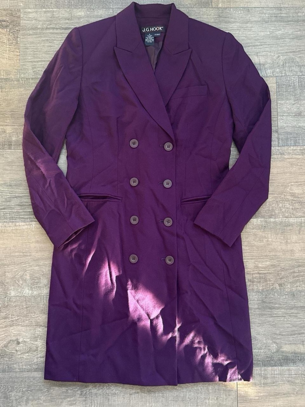 Vintage Wool Double Breasted Dress | J.G. HOOK Deep Purple